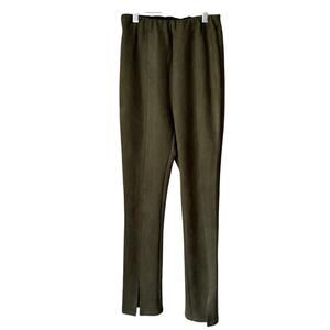 Avec Les Filles Olive Pants Size XS Office Casual Fox Suede with Slit on Hem NWT